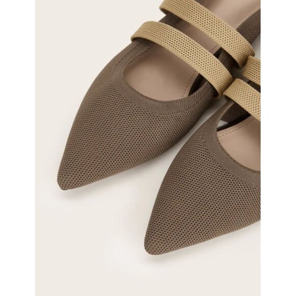 CUCCOO Women's Minimalist Pointed Closed Toe Slip-On Flat Mules Khaki Size 38 - Picture 8 of 13